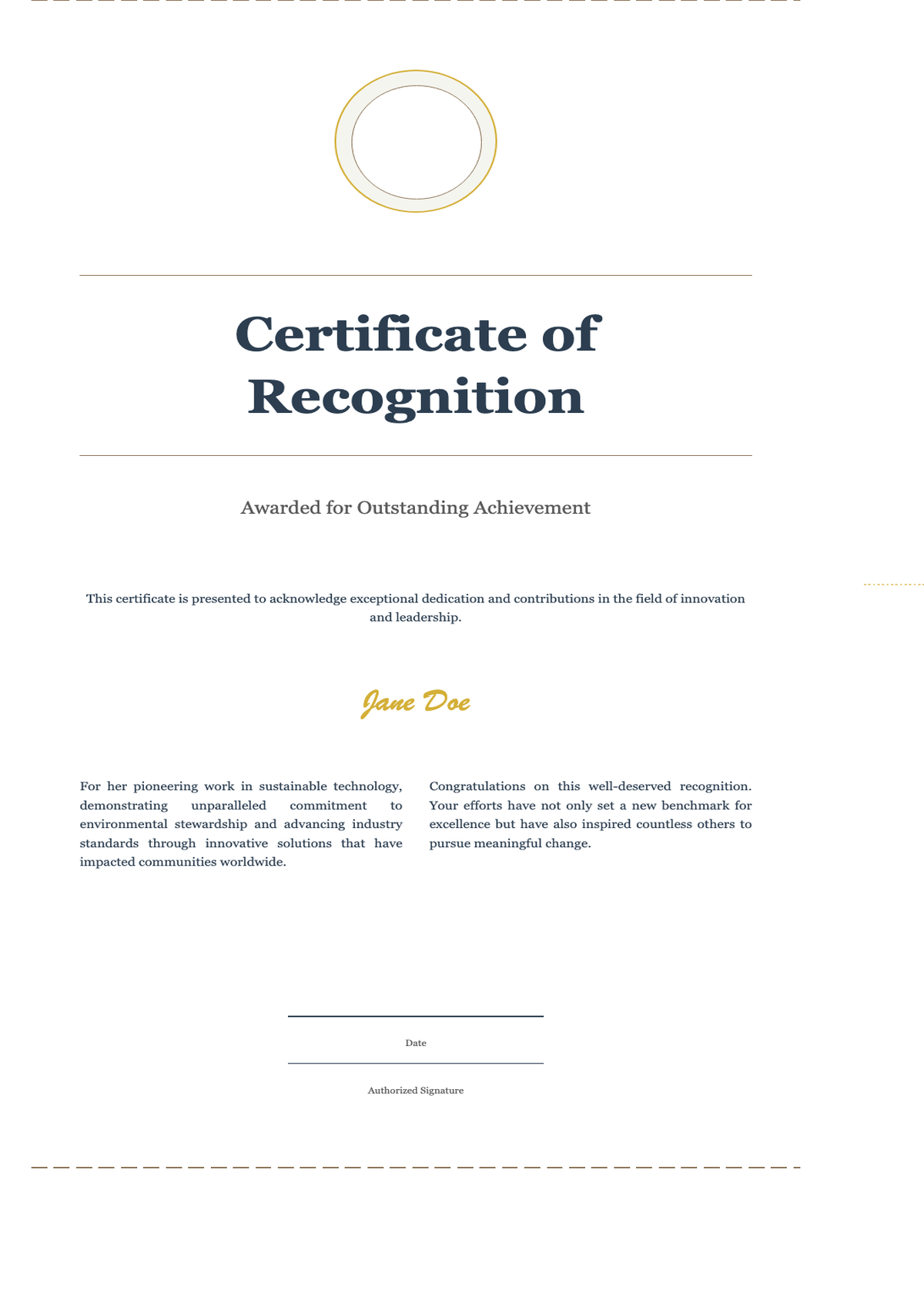 Elegant certificate of recognition for community contributions with decorative header and signature_variant_3
